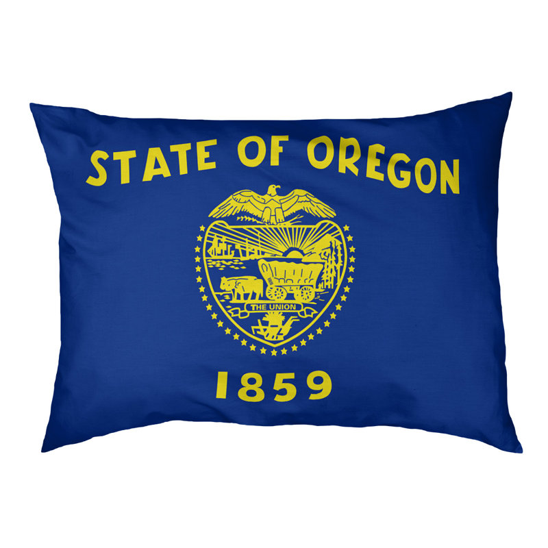 Coussin de créateur de l’drapeau oregon Burien, L 42 po x l 52 po, Noir