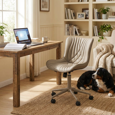 Brionni Upholstered Task Chair Swivel Executive Chair Faux Leather Home Office Chair with Wheels