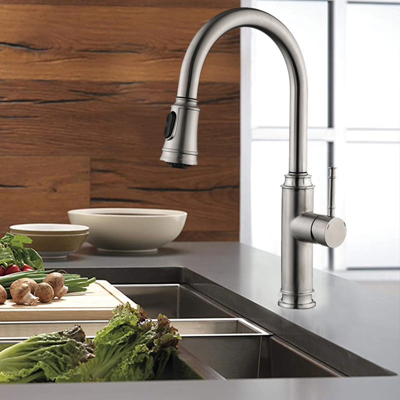 Robinet de cuisine à poignée simple rétractable avec technologie tactile WERFY