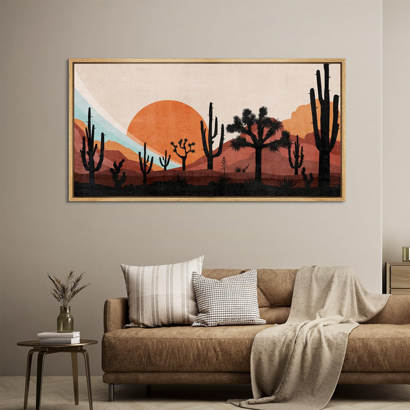 Cactus Desert Western Desert Sunset avec Cactus, Naturel, H 30 po x l 60 po