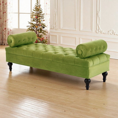 Banc de repose-pieds avec 2 coussins amovibles pour chambre à coucher ou salon