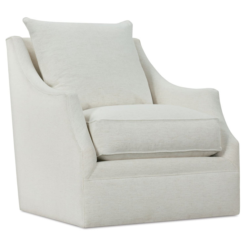Kara Swivel Armchair, Nomad Eggshell Crypton® Chenille, Polyester Blend, 38"H x 37"W x 29"D