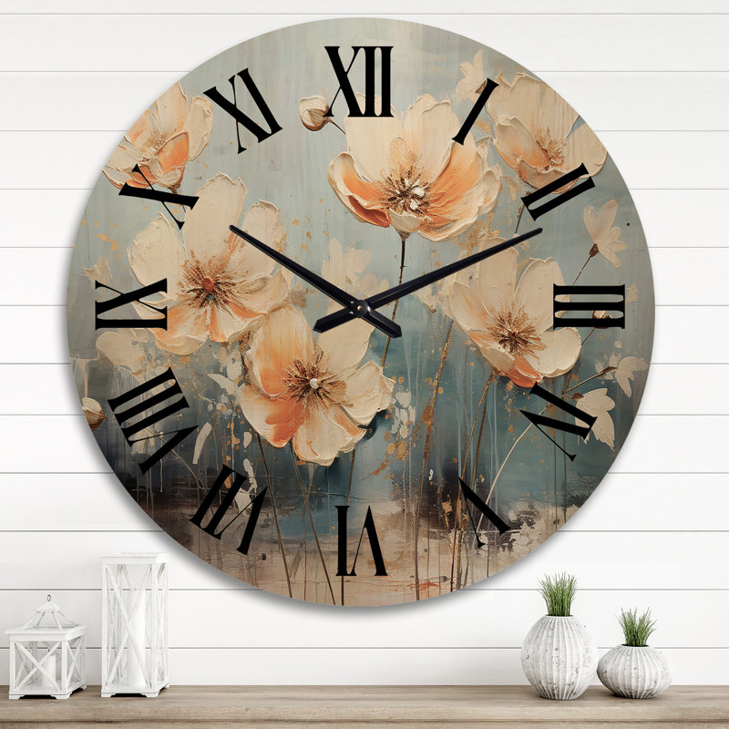 Horloge murale Teal Buttercups, Très grand