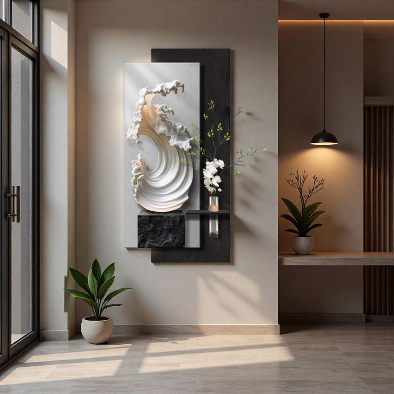 Art mural luxueux à DEL en grès, H 39,37 po x l 19,69 po x P 1,73 po