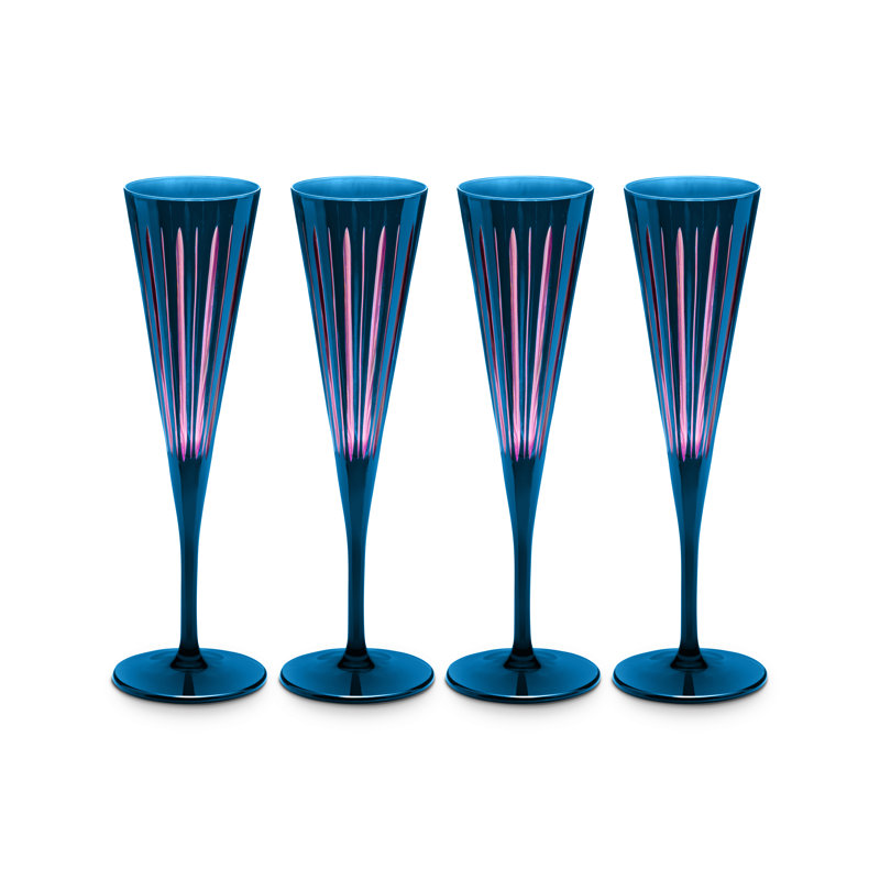 Prism Champagne Flutes - Blue S/4