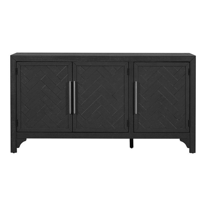 Buffet de rangement U_Style conçu avec panneau de fibres à densité moyenne et placage de pin, Noir