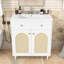 Meuble-lavabo élégant avec façade en rotin tissé, lavabo en céramique, tiroir basculant et tablette réglable-1443139944