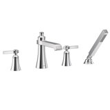 Not Applicable Double Handle Deck Mounted Roman Tub Faucet Trim with Handshower