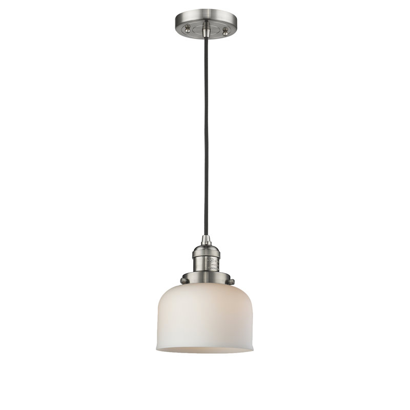 Witherington 1 - Light Single Pendant, Brushed Satin Nickel, Matte White Cased, 8.88" H x 5" W x 5" D