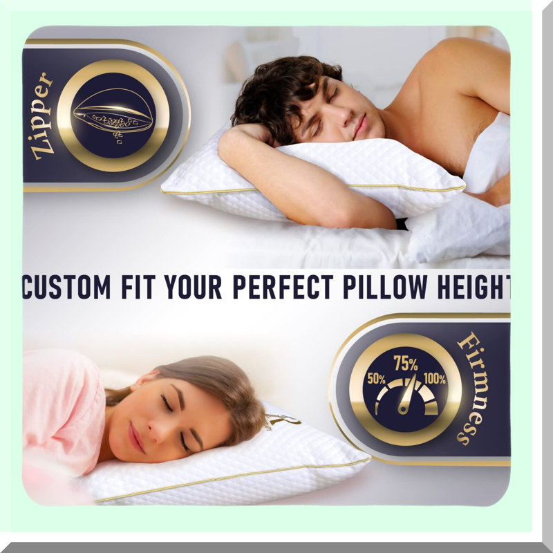 Rayon From Bamboo Memory Foam Contour Pillow - Orthopedic Neck & Shoulder Support, Adjustable Side Sleeper Pillow for Back, CertiPUR Certified