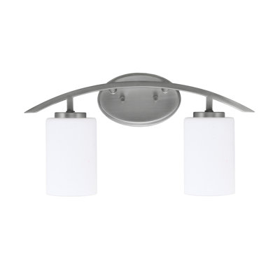 Barre d'éclairage de salle de bain 2 lumières avec verre en mousseline blanc 4 po Kurve
