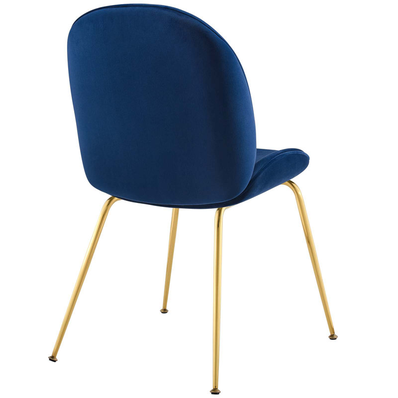 Chaise de salle à manger Scoop Gold, Bleu marine