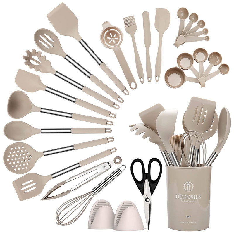Ensemble de 28 cuillères à cuisson avec pot à ustensiles 28 pièces