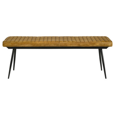 Camel And Black Tufted Cushion Side Bench