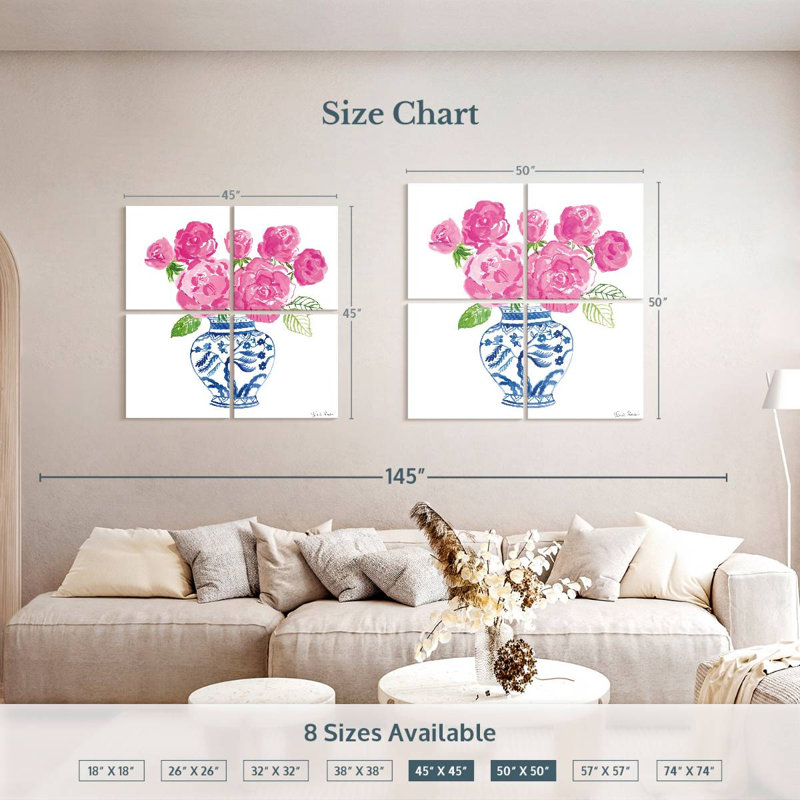 Harnek chinoiserie roses sur fond blanc I