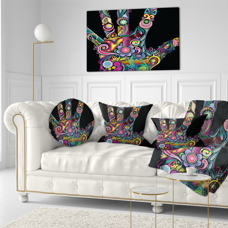 Main arc-en-ciel avec plusieurs couleurs - Coussin imprimé abstrait