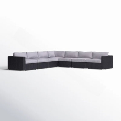 Canapé modulaire d'extérieur en osier de 122 po de largeur avec coussins entièrement assemblé