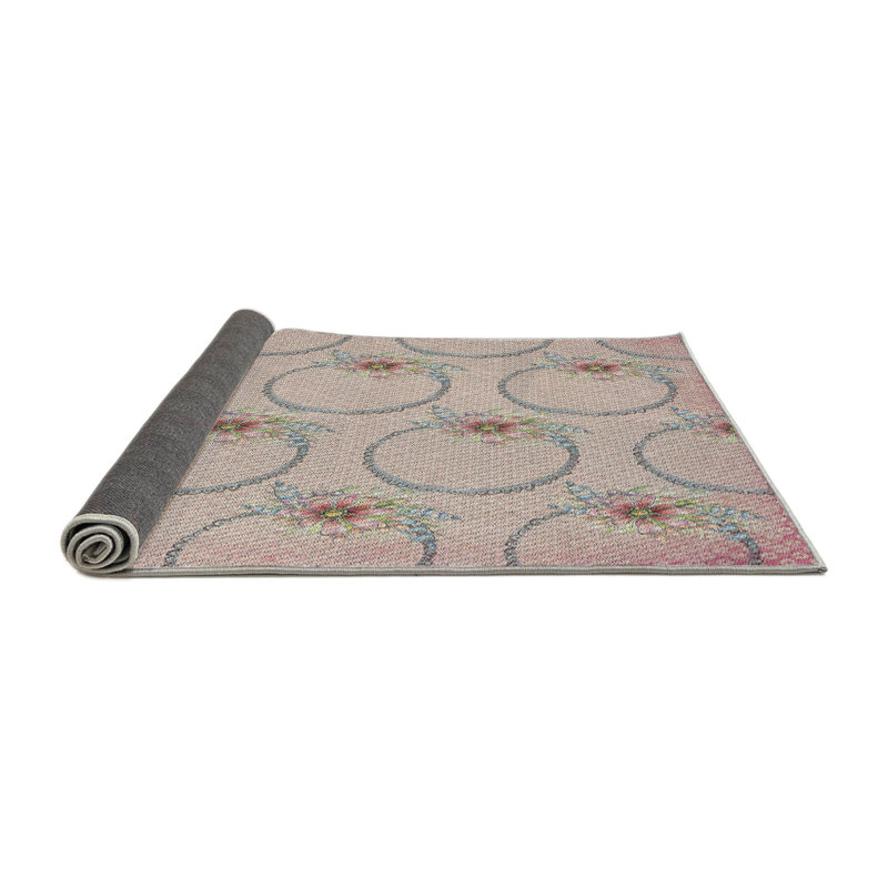 Tapis rose à motif floral Jamie-Leigh, Rond 5 pi