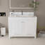Modern 43"Bathroom Vanity with Artificial marble Carrara  top Set , Multi-functional Bathroom Cabinet with Doors and Drawer, Solid Frame and MDF Board (single faucet hole)