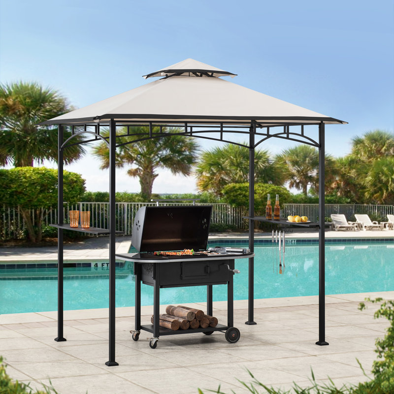 Steel barbecue Gazebo LINAS - 152cm x 244cm, beige Adaora, Beige