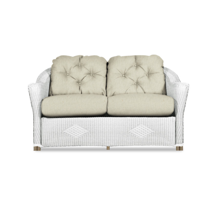 Reflections Outdoor 2 - Seat Loveseat, White, Rollo Linen