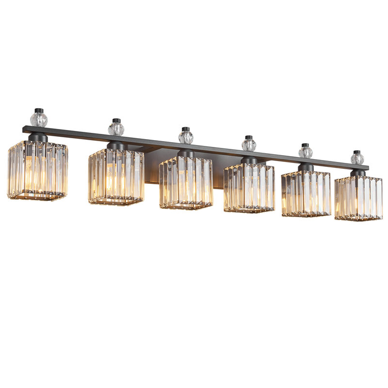 Luminaire de salle de bain Kyneisha, Sable, noir, Six lumières