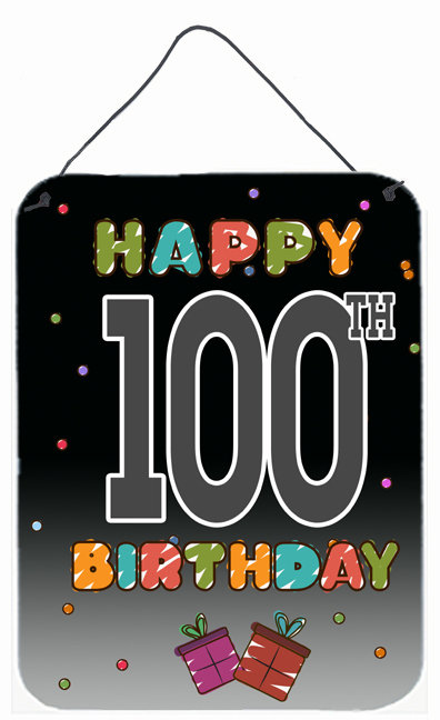 Art textuel sur bois, "happy centième birthday" par denny knight