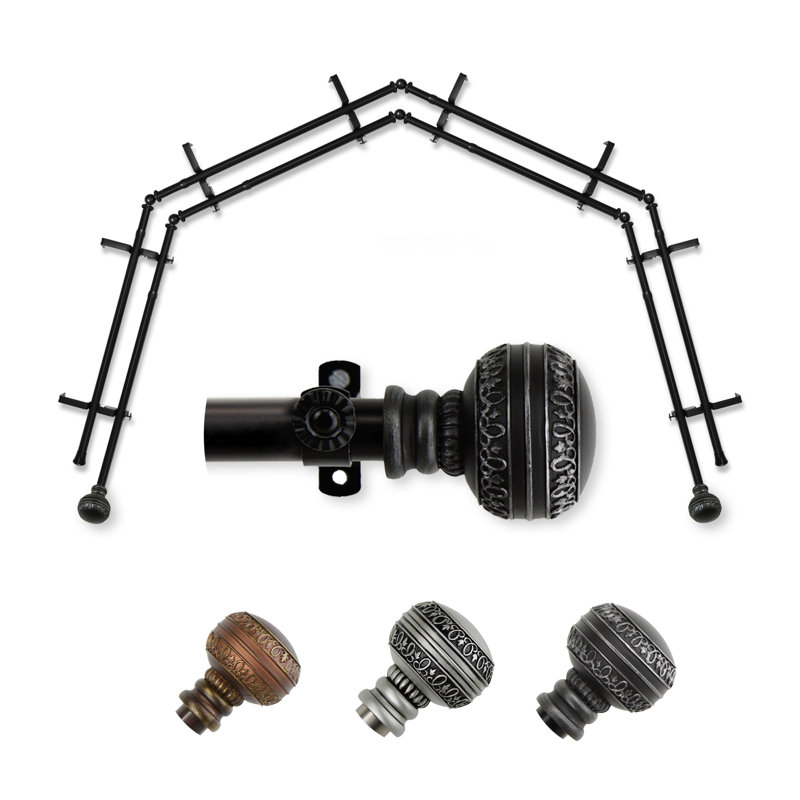 Tringle à rideaux double vitrage 4 côtés Ornament 13/16, Noir