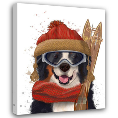 ArtDirect Fab Funky Gallery Wrapped Canvas Art Titled: Bernese Ski Dog
