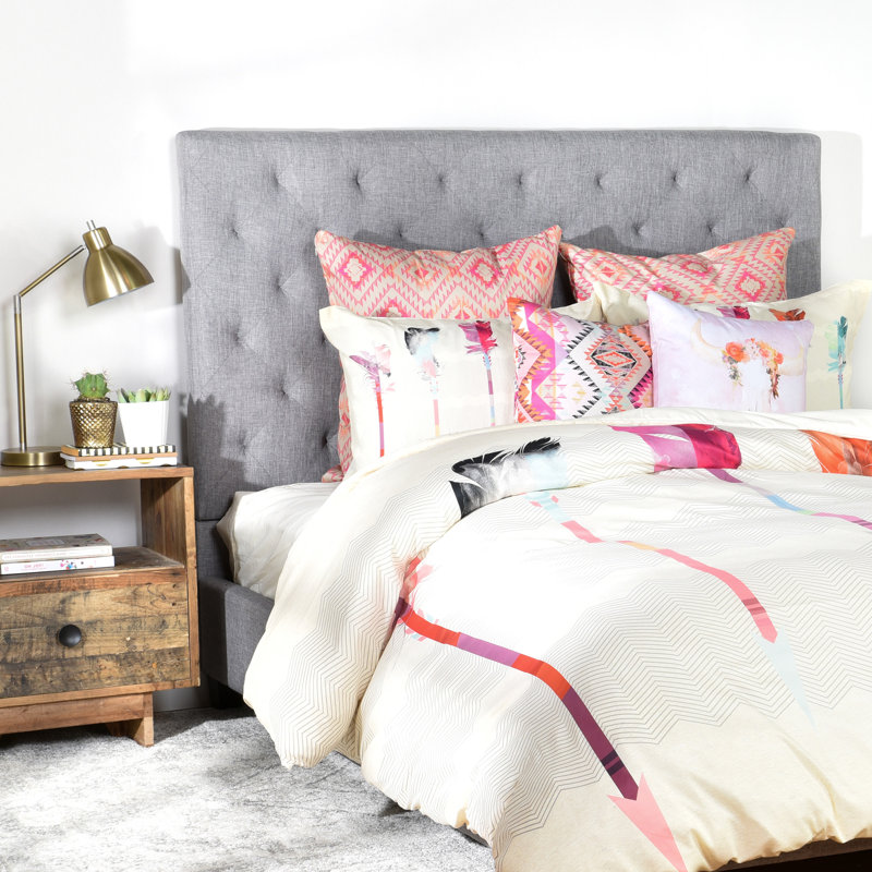 Ensemble de housse de couette à flèches à plumes, Housse de couette pour grand lit et 2 taies décor