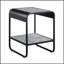 Table de bout Raziela en béton gris et noir avec rangement spacieux et assemblage facile, parfait pour les intérieurs modernes.