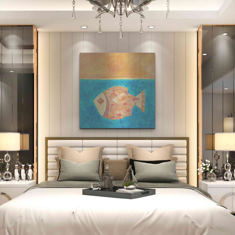 «Dovecove», art mural en métal «Fish with Spiral Sun» par Casey Craig, H 36 po x l 36 po