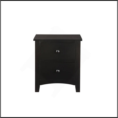 Dark Oak Finish Nightstand 2-Drawers Pine Veneer MDF Wooden 1Pc Modern Nightstand