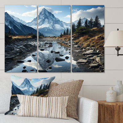 Ensemble de salon d'art mural canadien Canadablack And White Mountain Reflections I
