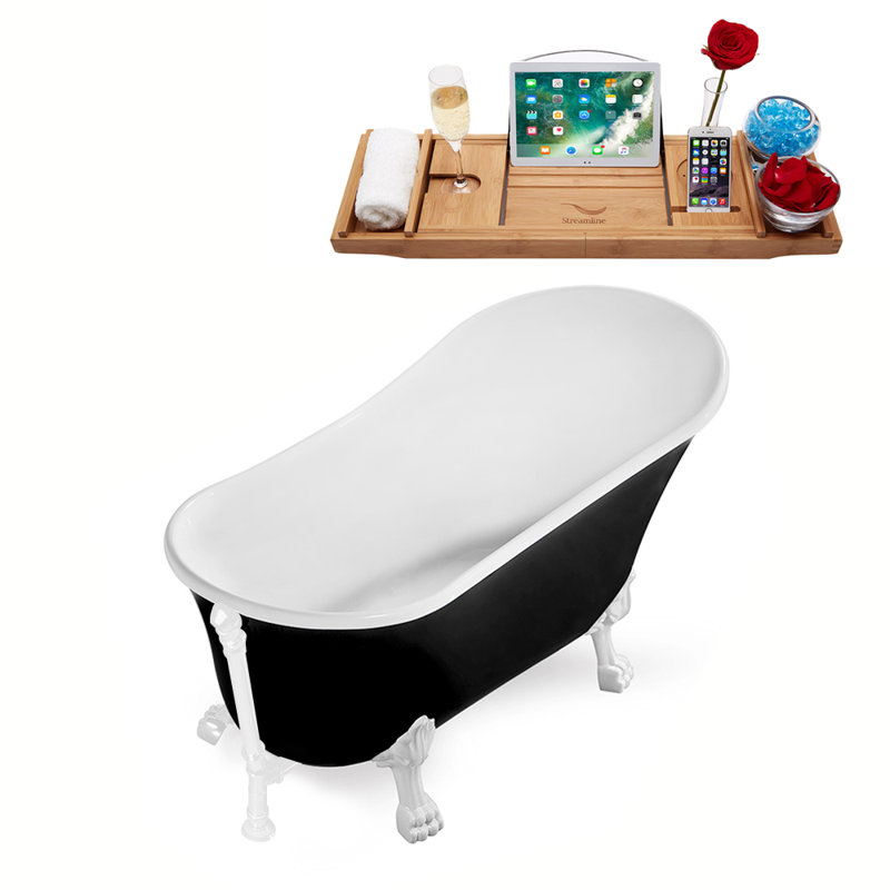 1699.3mm x 800.1mm Soaking Acrylic Bathtub, Glossy White, Glossy White