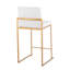 Tabouret de comptoir contemporain à dossier haut en acier doré et velours blanc par - ensemble de 2-1507200940-1507200929