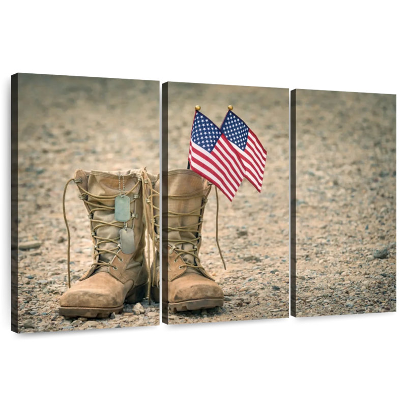 Mait USA Flag Military Boots, 36" H x 57" W