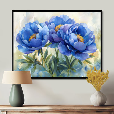 Pivoines bleues Isgard dans le pré II - art mural pivoines
