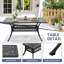 Table de salle à manger rectangulaire en aluminium moulé pour patio de 58,27 po L avec trou pour parasol et 6 chaises pivotantes avec coussins bruns (ensemble de 7 pièces)-1629186548