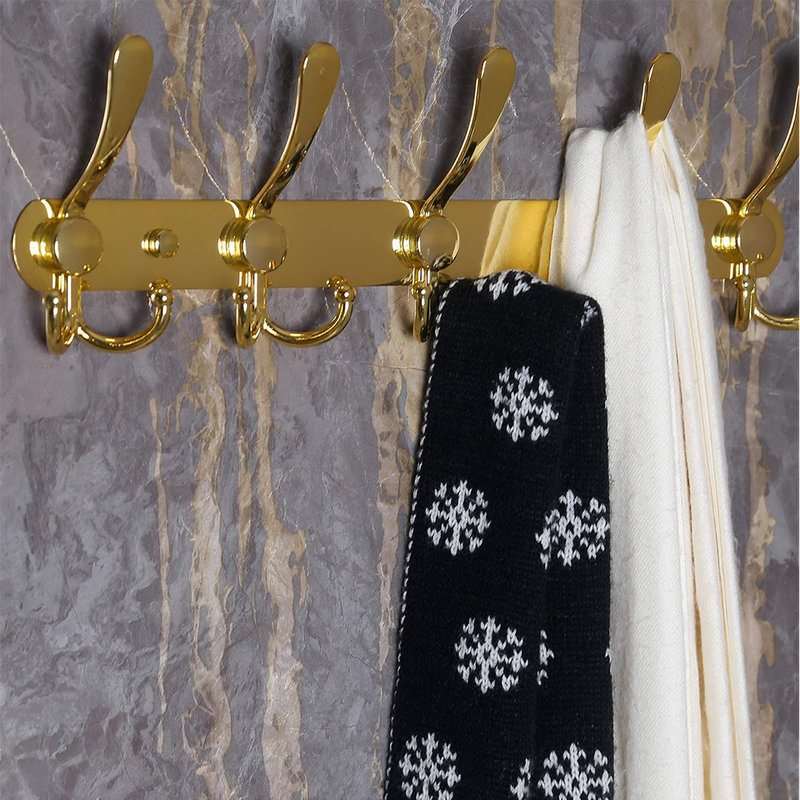 Gold Stainless Steel 5-Hook Wall Mounted Coat Rack