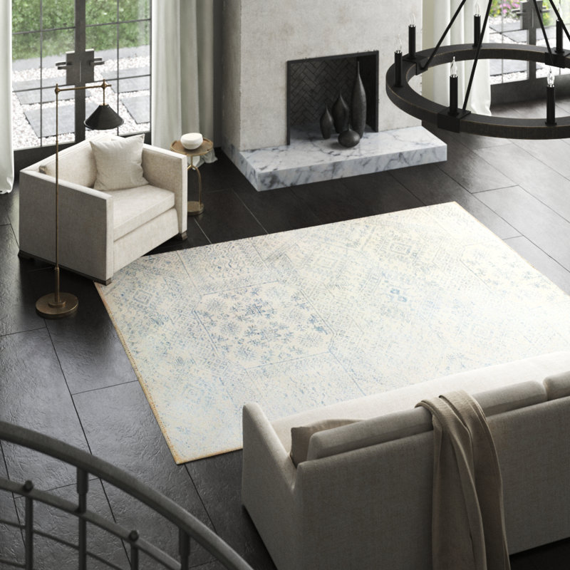 Ikat Area Rug in Ivory