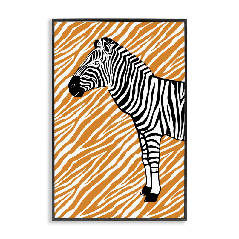 Giclée sur toile à motif zébré par Martina Pavlova, H 18 po x l 12 po, Giclée encadrée noir minuit