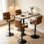 Tabouret de bar rembourré et réglable en hauteur brun clair 4 pièces avec structure en métal-1206658876