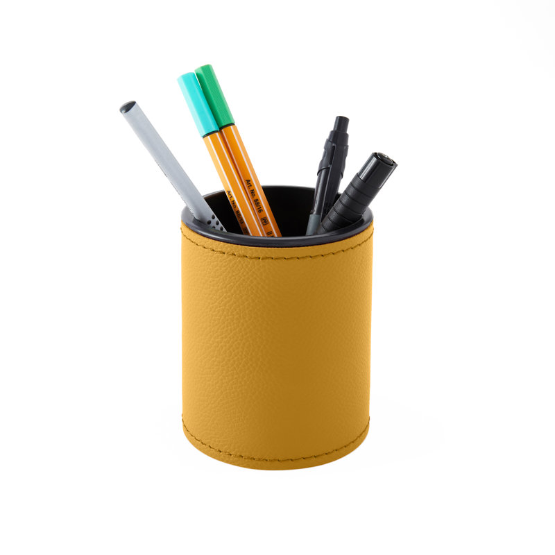 Wiltraud Leather Pen Holder, Yellow