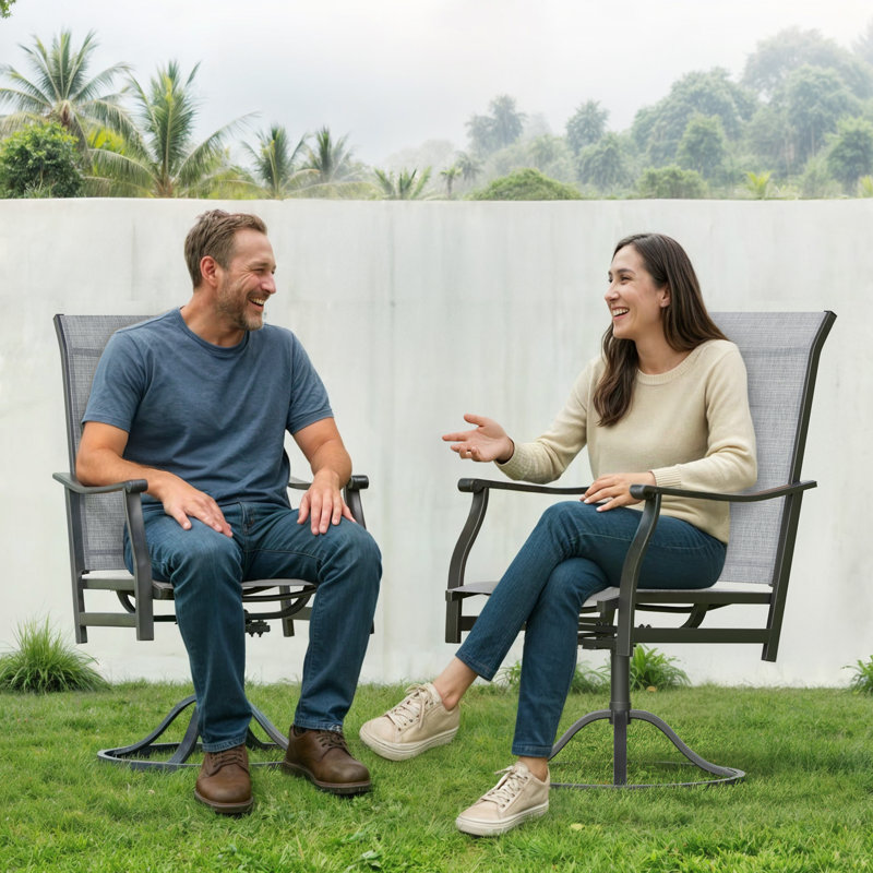 Fauteuil de patio pivotant à haut dossier, Gris