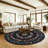 Washable Round Butterfly Print Area Rug
