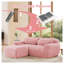 Canapé modulaire en forme de L rose avec repose-pieds et canapé modulaire moelleux à 2 places sans assemblage requis pour les espaces de vie et de chambre à coucher-1390889125
