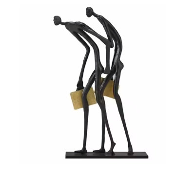 Modern Abdtract Handcast Iron Statues of Commuters