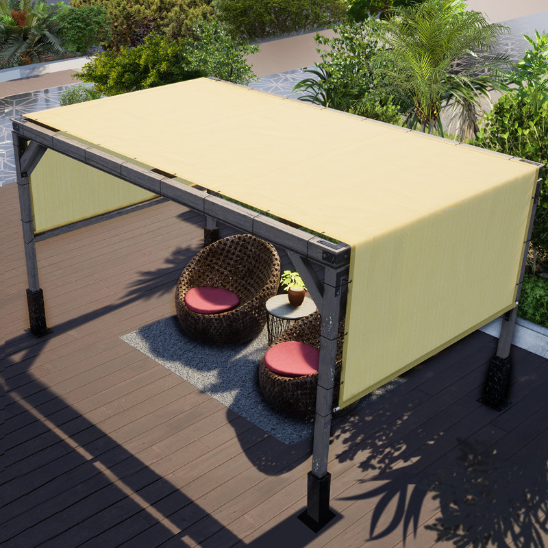 Beige 12' x 12' HDPE Patio Pergola Shade Canopy