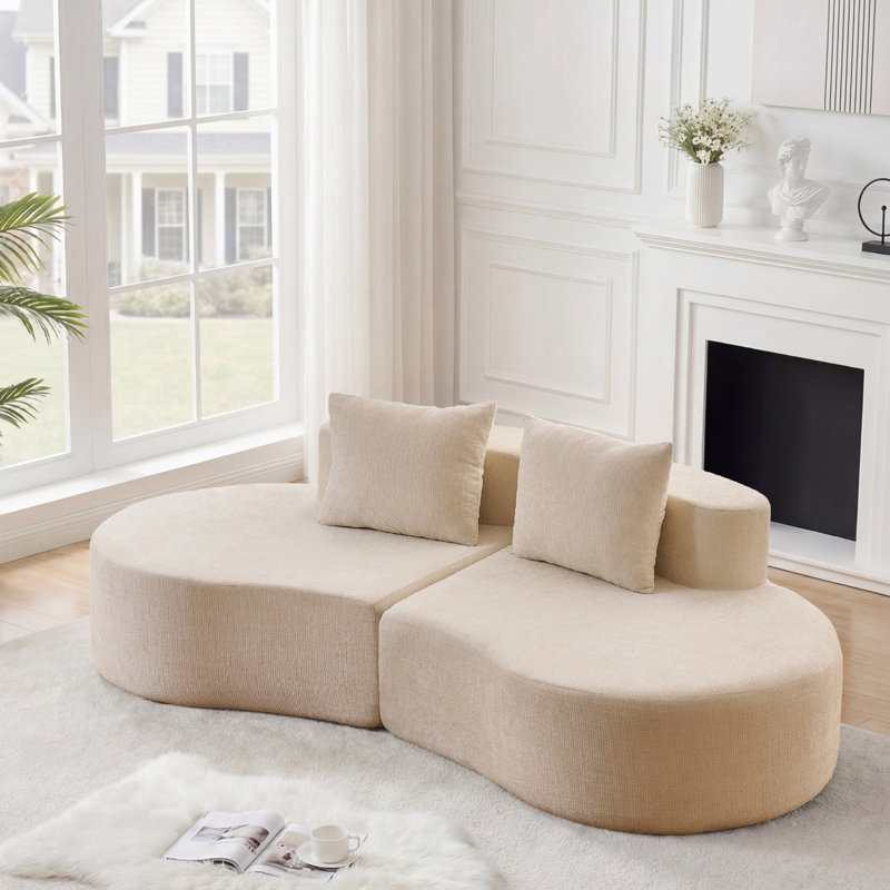 Canapé 2 pièces Boneless, Chenille beige